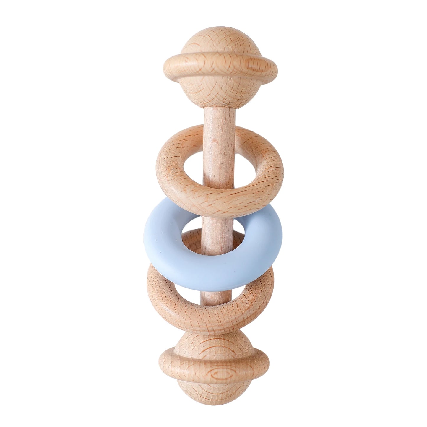 Wooden Rattles Silicone Ring Toy