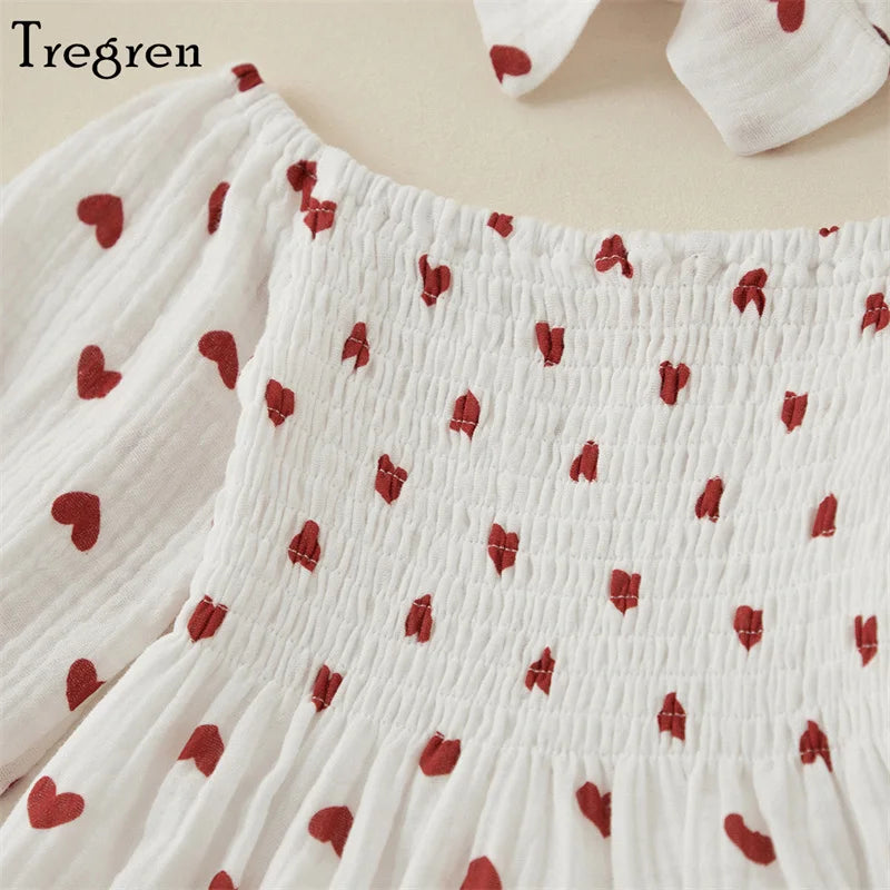 Tregren Baby Girls Valentine's Day Bodysuits with Headband