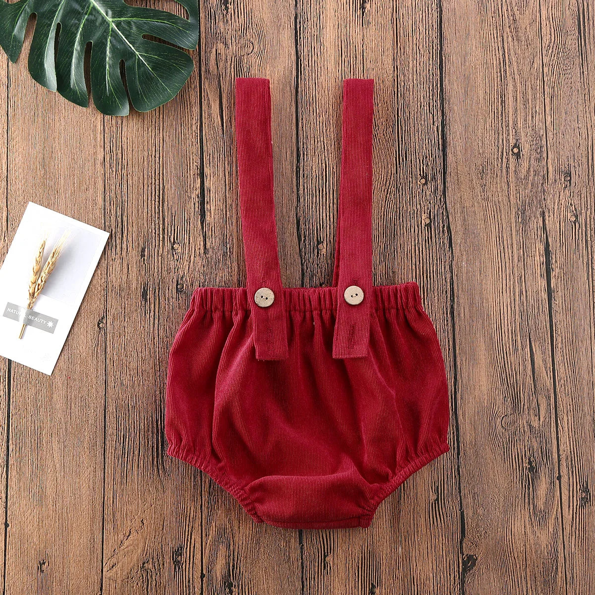 Christmas Unisex Corduroy Suspender Rompers