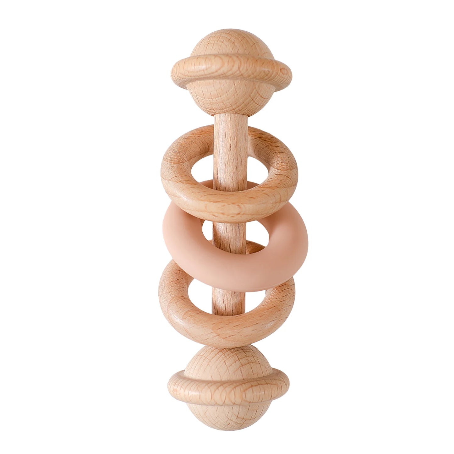 Wooden Rattles Silicone Ring Toy