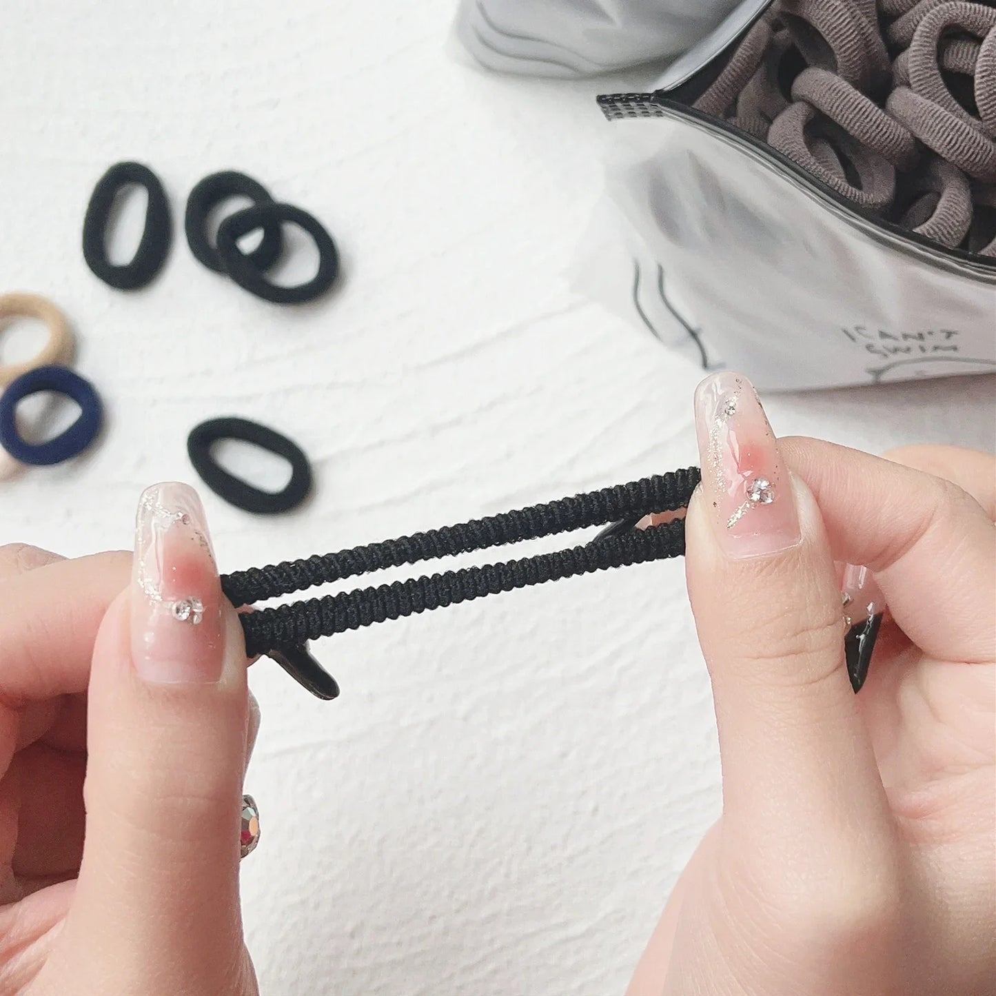 50PCS Colorful Basic Nylon Ealstic Hair Ties