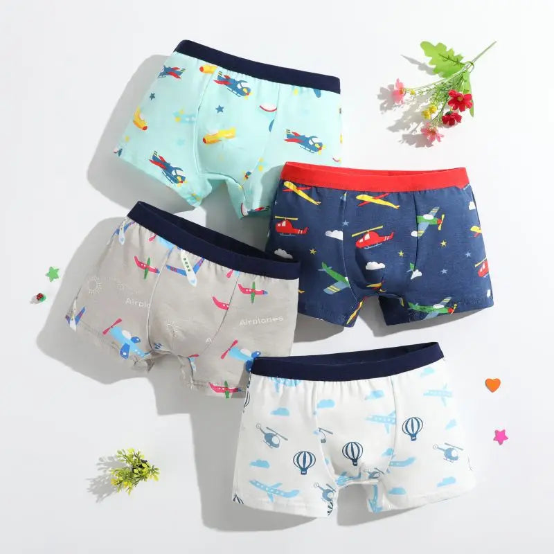 4Pcs/lot Boys Cotton Boxer Briefs