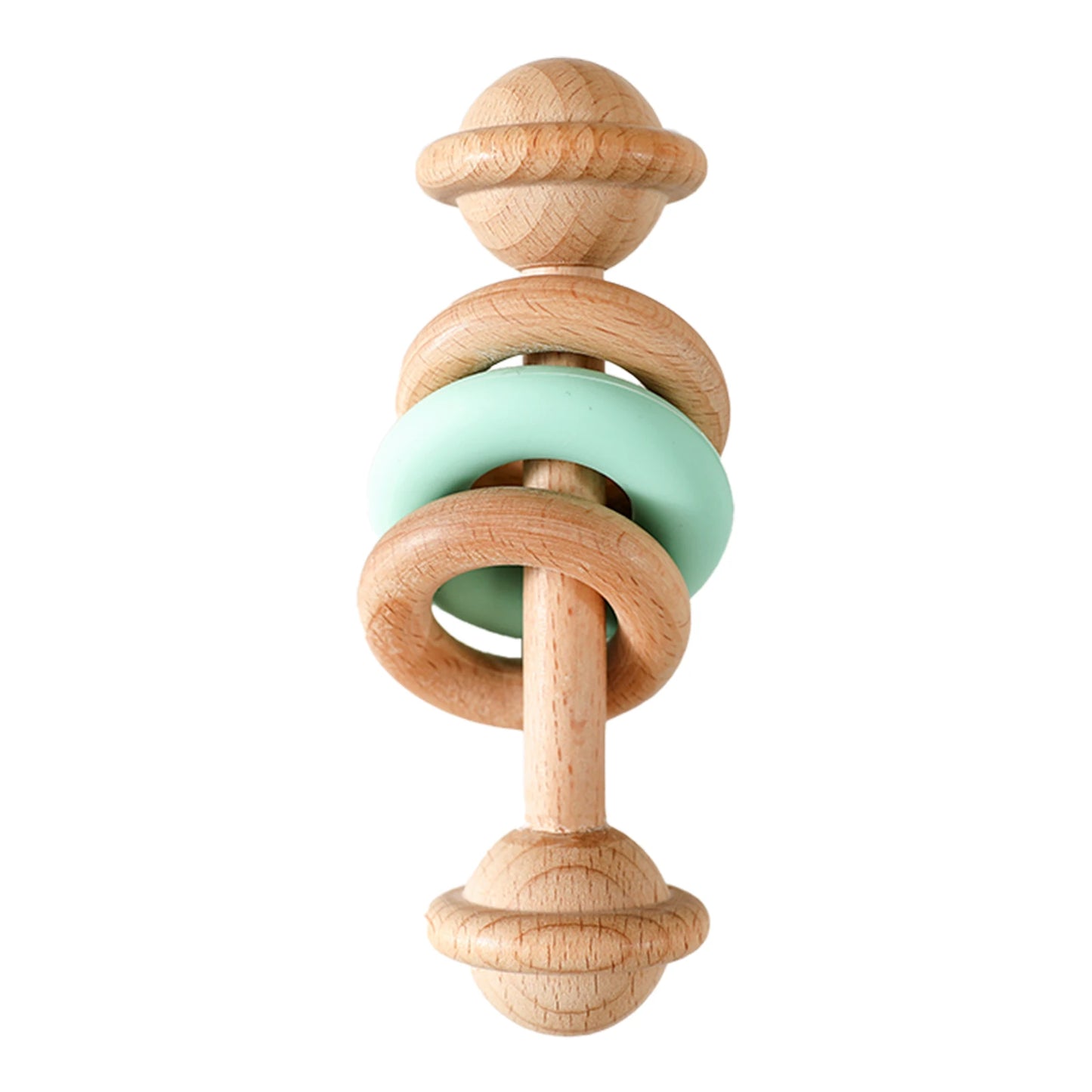 Wooden Rattles Silicone Ring Toy