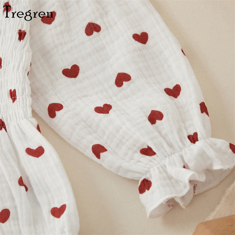 Tregren Baby Girls Valentine's Day Bodysuits with Headband