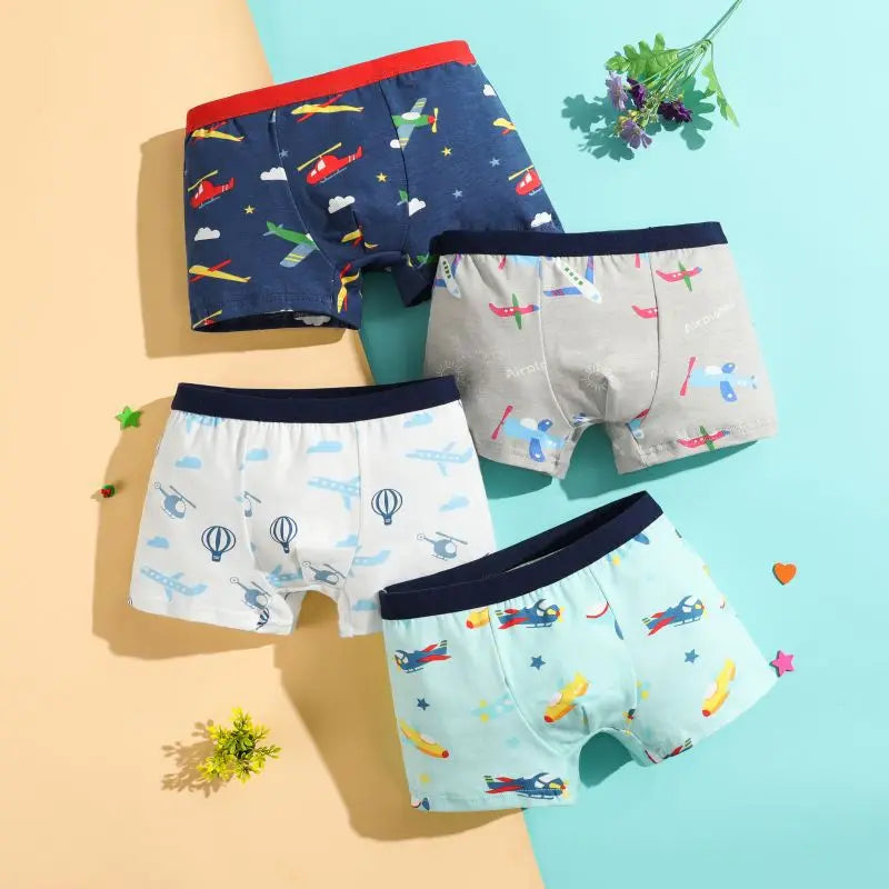 4Pcs/lot Boys Cotton Boxer Briefs