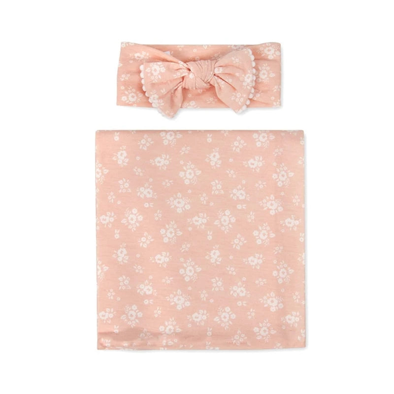 2pcs Newborn Baby Microfiber Swaddle Wrap with Beanie Hat