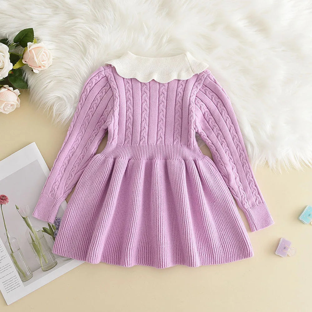 Winter Girls Knitting Wool Dress