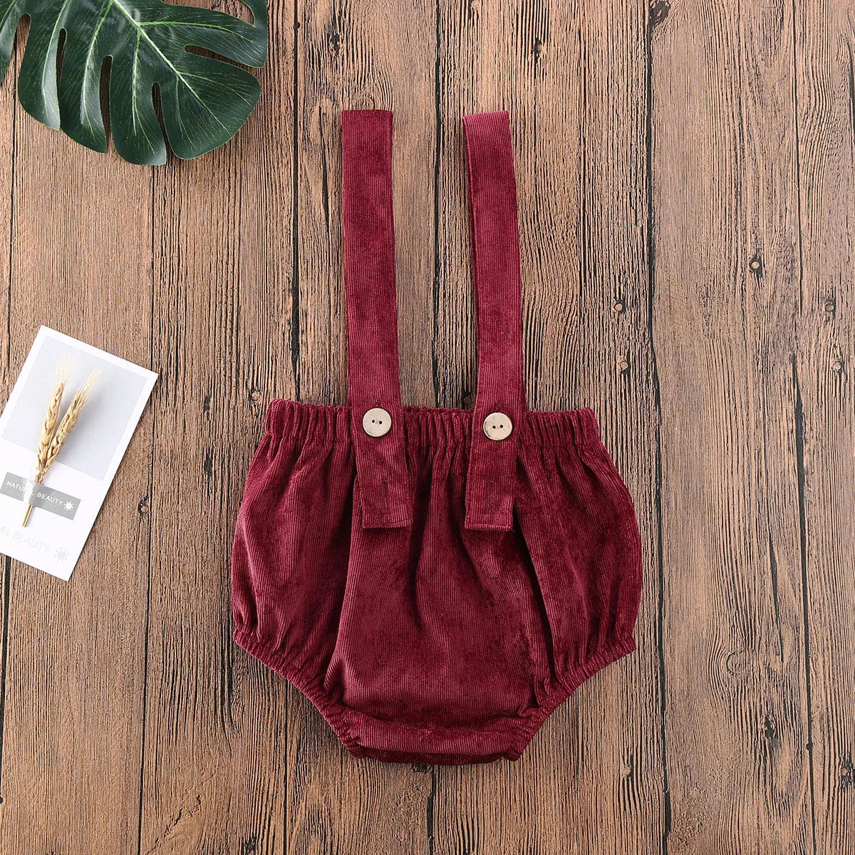 Christmas Unisex Corduroy Suspender Rompers
