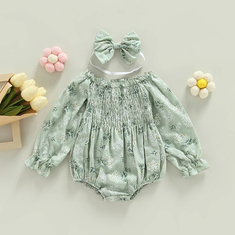 Tregren Baby Girls Valentine's Day Bodysuits with Headband