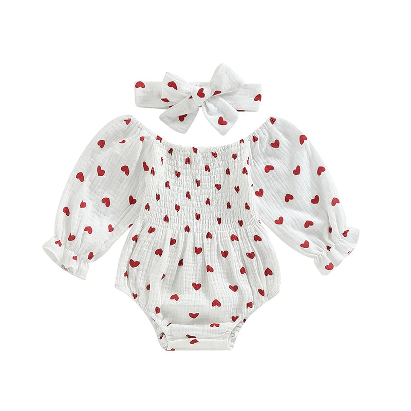 Tregren Baby Girls Valentine's Day Bodysuits with Headband