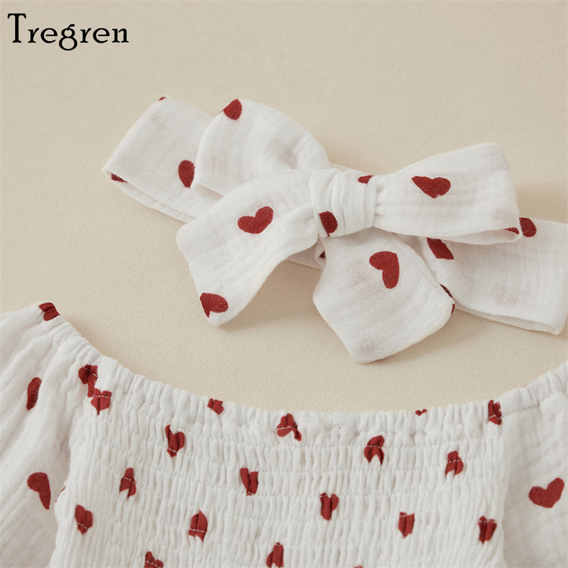 Tregren Baby Girls Valentine's Day Bodysuits with Headband