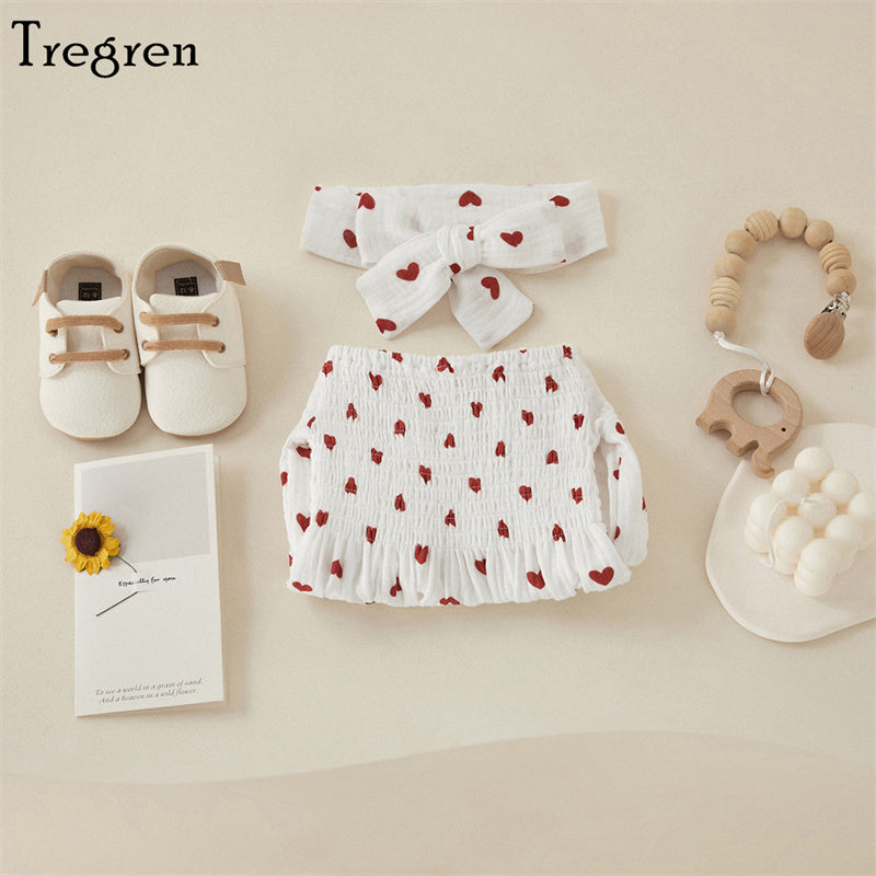 Tregren Baby Girls Valentine's Day Bodysuits with Headband
