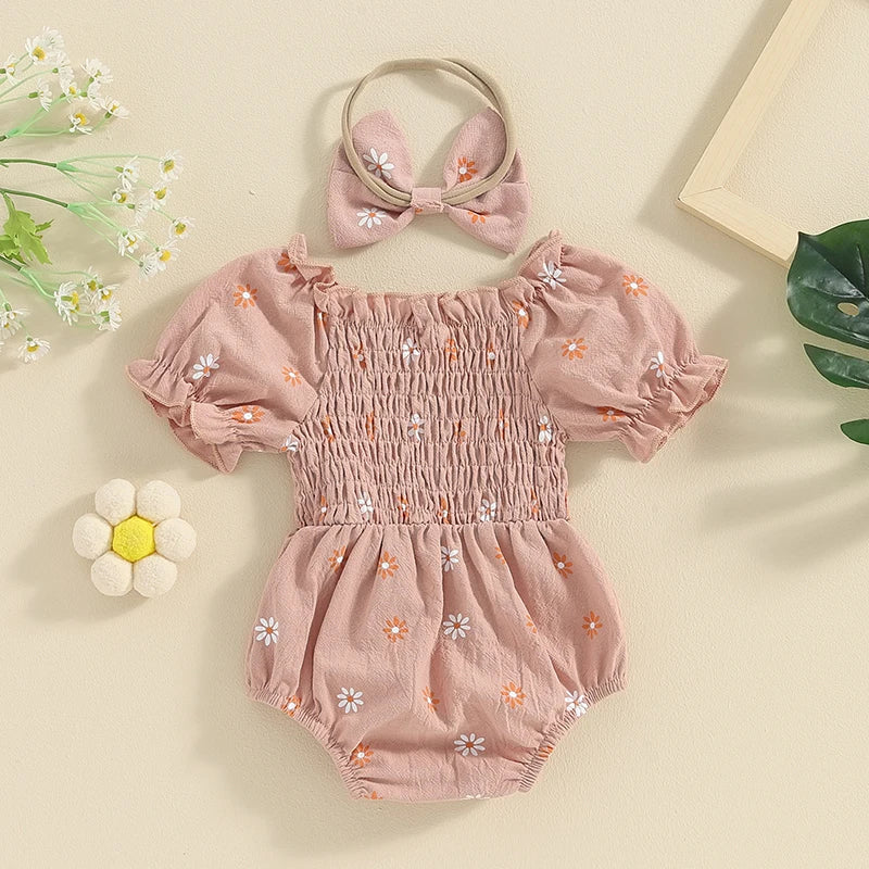 Tregren Baby Girls Valentine's Day Bodysuits with Headband