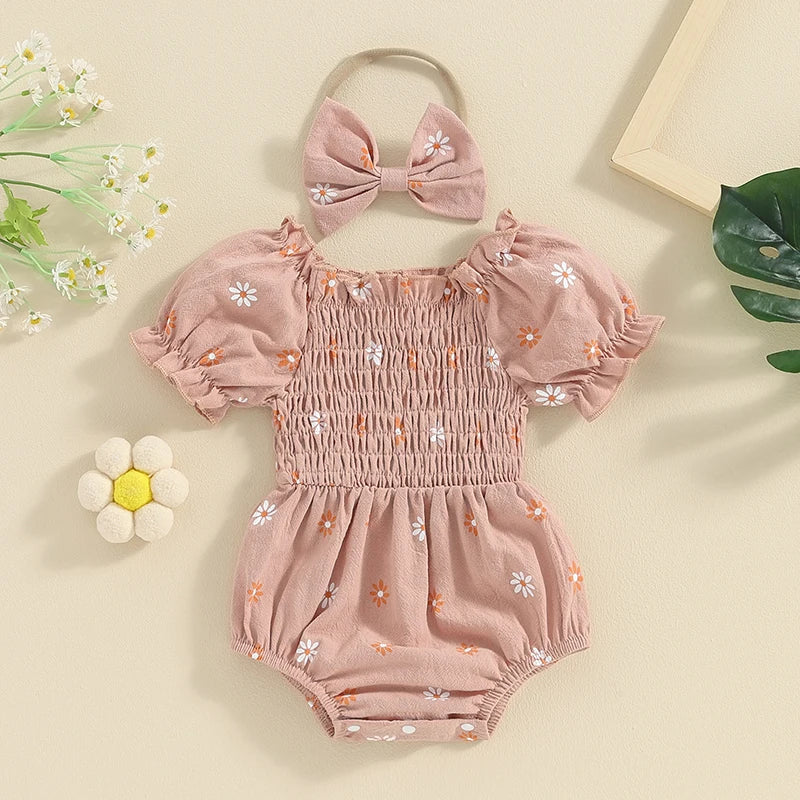 Tregren Baby Girls Valentine's Day Bodysuits with Headband