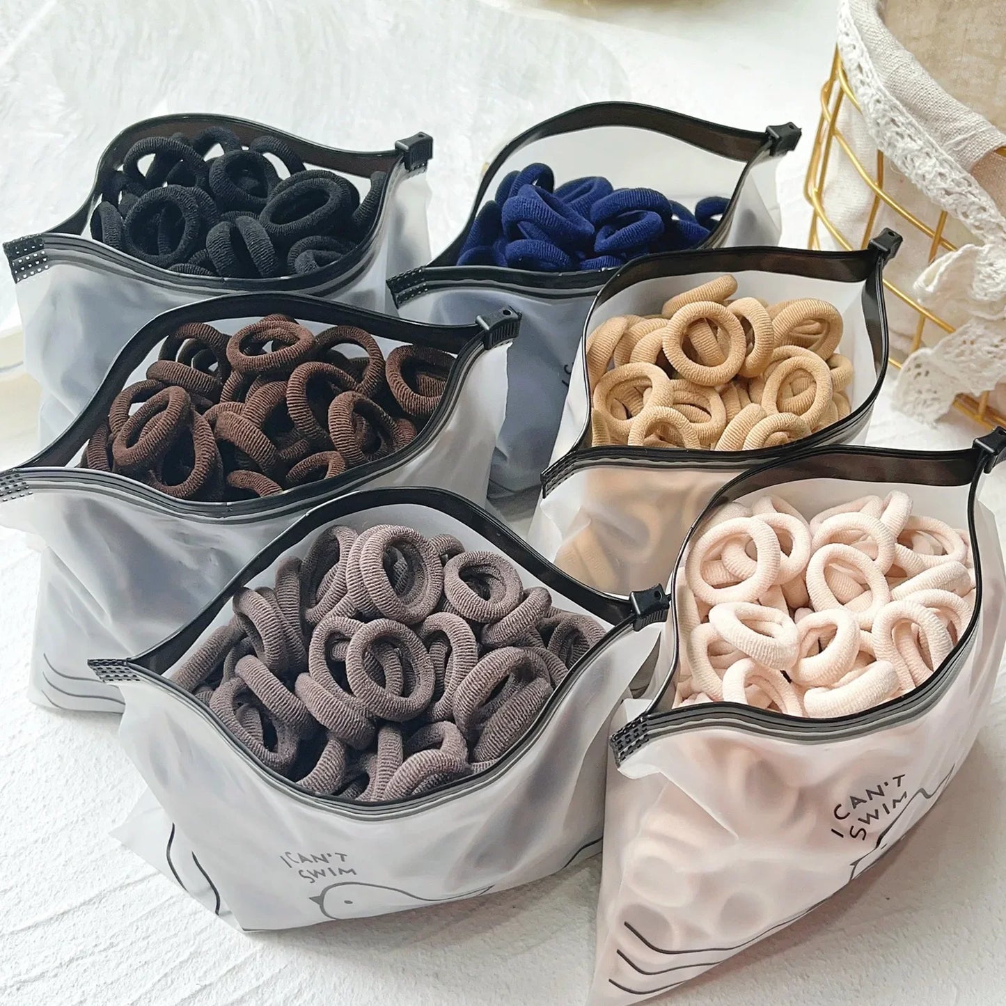 50PCS Colorful Basic Nylon Ealstic Hair Ties