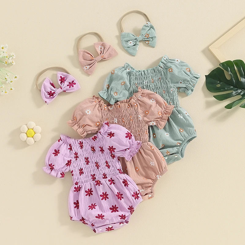 Tregren Baby Girls Valentine's Day Bodysuits with Headband