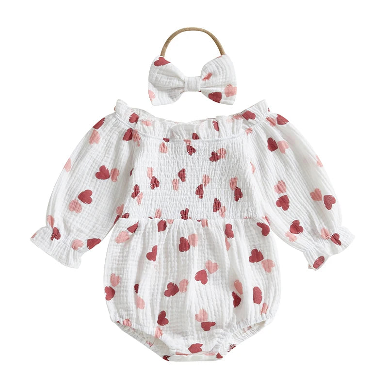 Tregren Baby Girls Valentine's Day Bodysuits with Headband