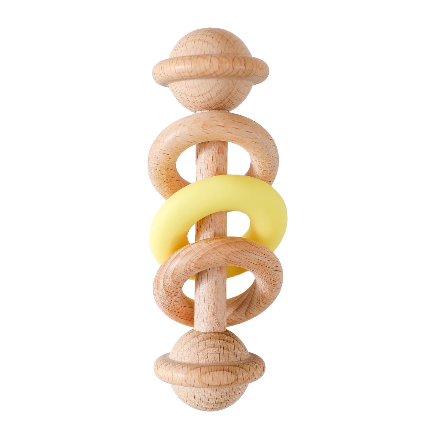 Wooden Rattles Silicone Ring Toy