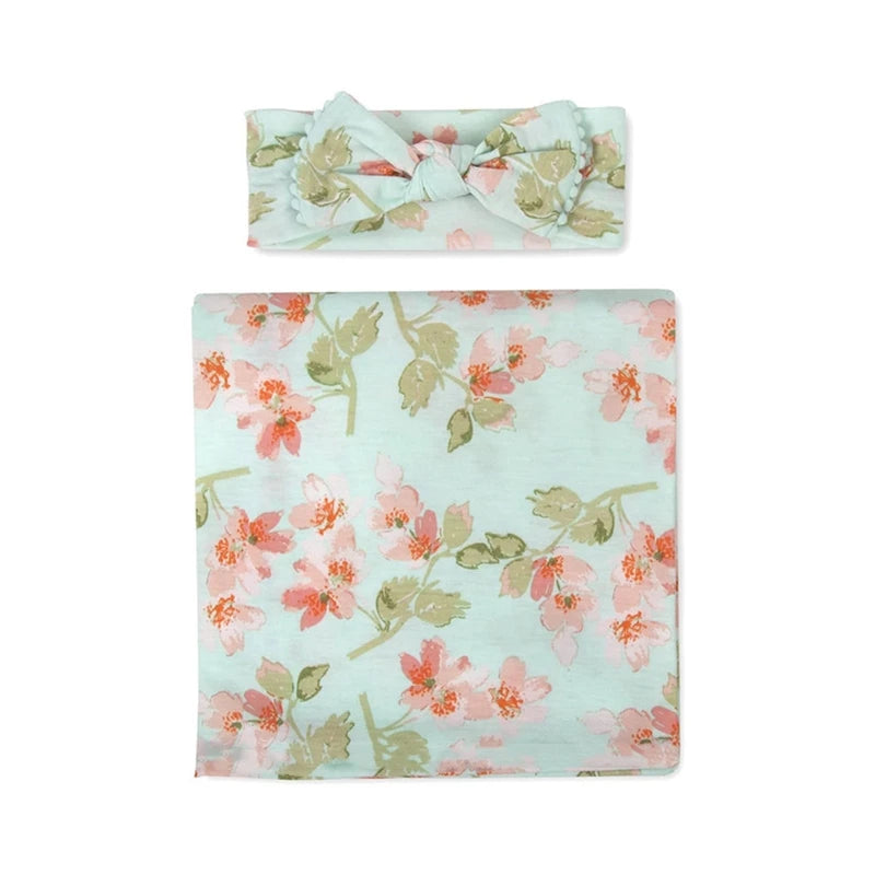 2pcs Newborn Baby Microfiber Swaddle Wrap with Beanie Hat