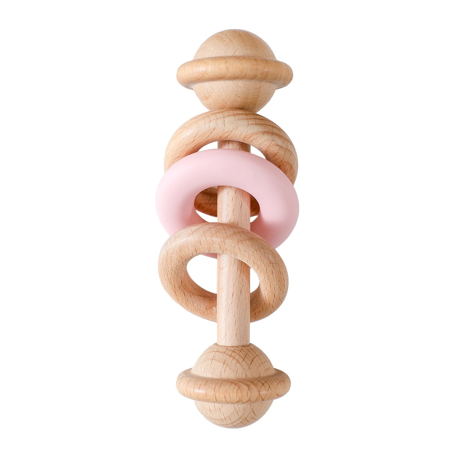 Wooden Rattles Silicone Ring Toy