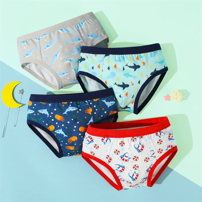 4Pcs/lot Boys Cotton Boxer Briefs