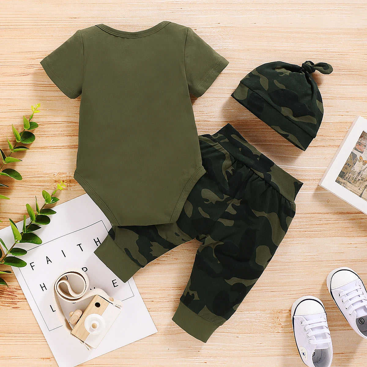 MOE 3pcs Short Sleeve Romper Set