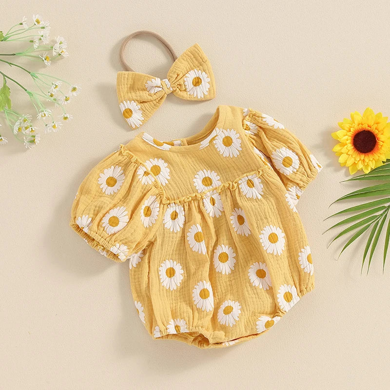 Tregren Baby Girls Valentine's Day Bodysuits with Headband