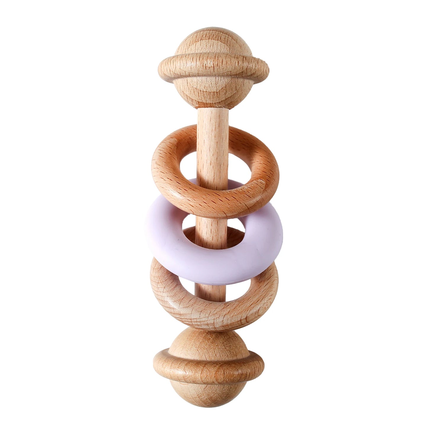 Wooden Rattles Silicone Ring Toy
