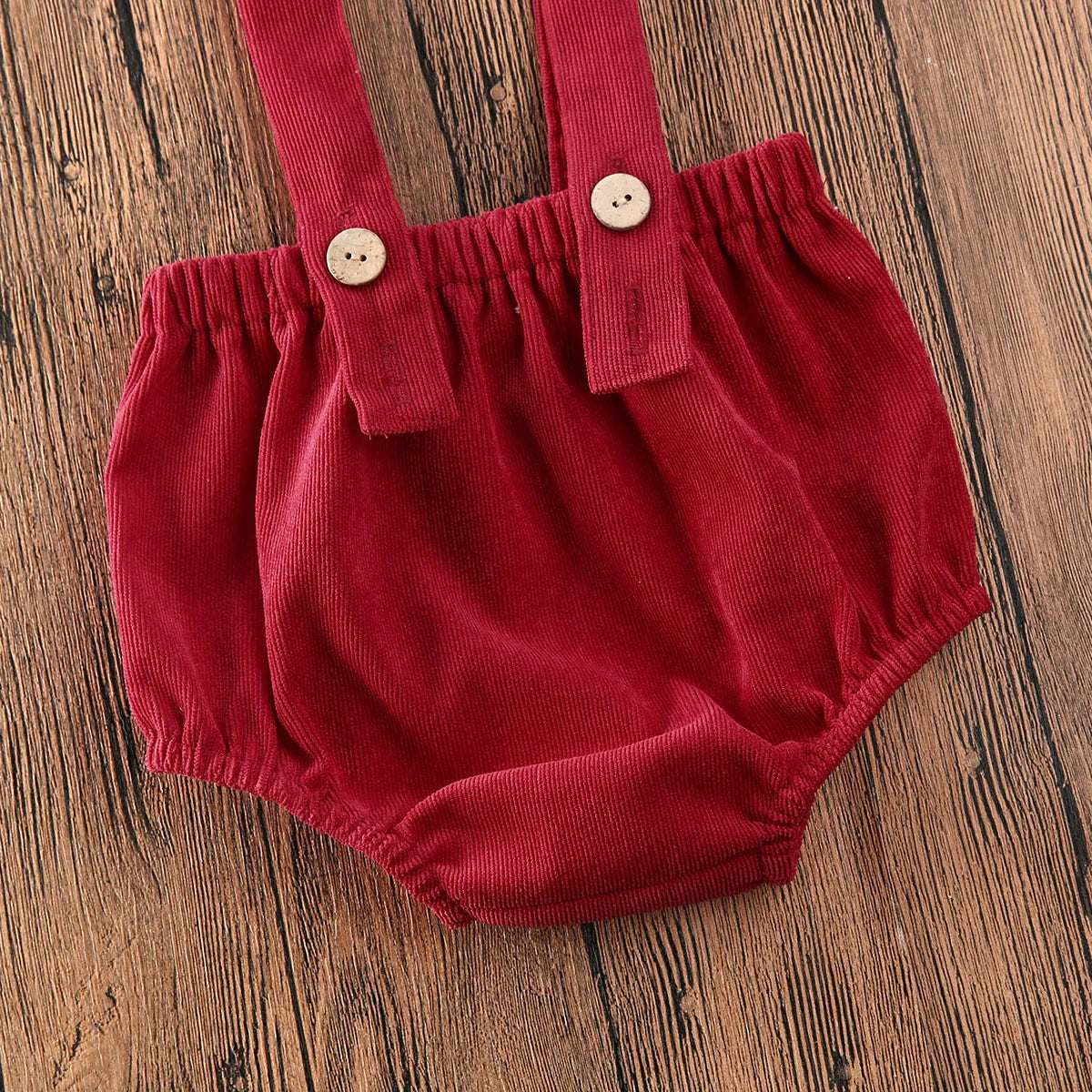 Christmas Unisex Corduroy Suspender Rompers