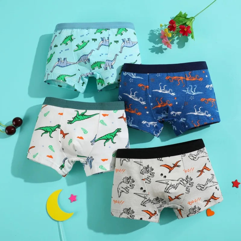 4Pcs/lot Boys Cotton Boxer Briefs