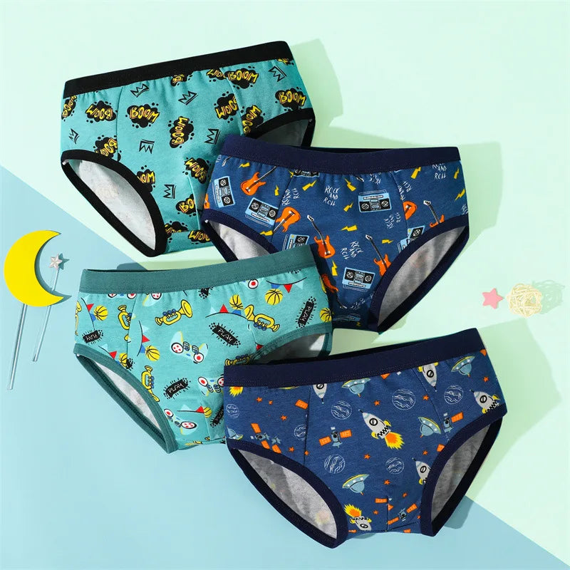 4Pcs/lot Boys Cotton Boxer Briefs