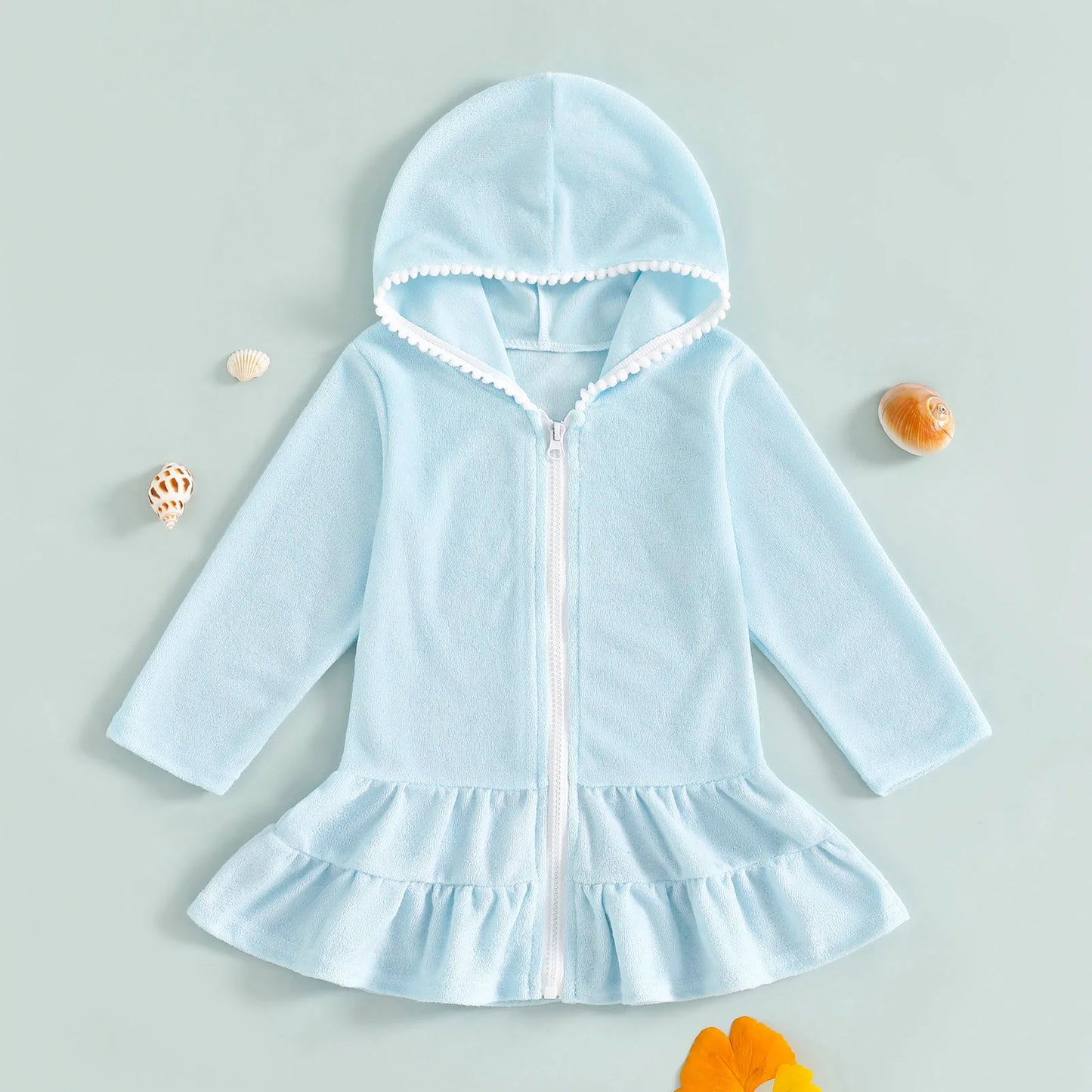 Long Sleeve Hooded Ruffles Dress