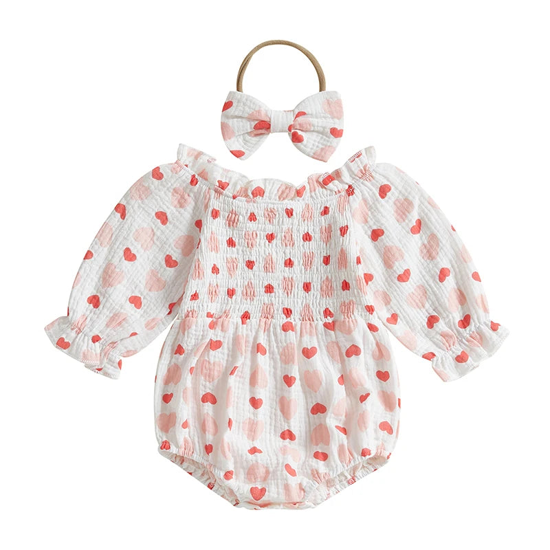 Tregren Baby Girls Valentine's Day Bodysuits with Headband