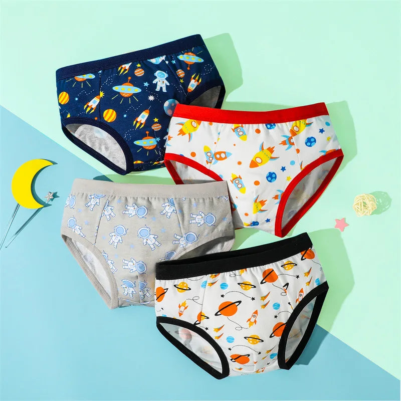 4Pcs/lot Boys Cotton Boxer Briefs