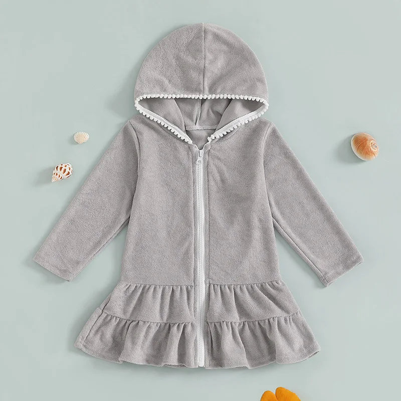 Long Sleeve Hooded Ruffles Dress