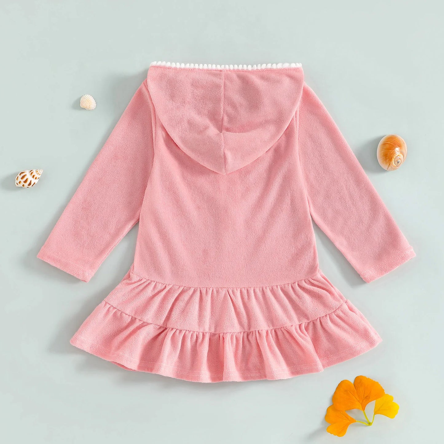 Long Sleeve Hooded Ruffles Dress
