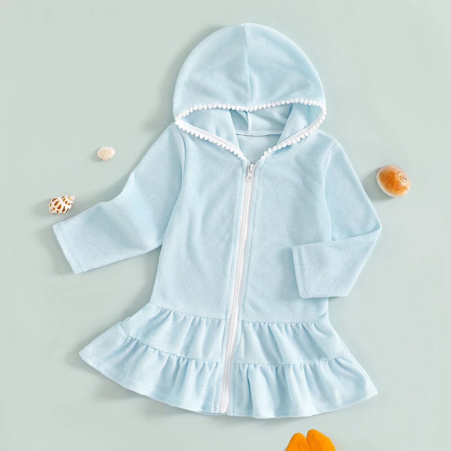 Long Sleeve Hooded Ruffles Dress
