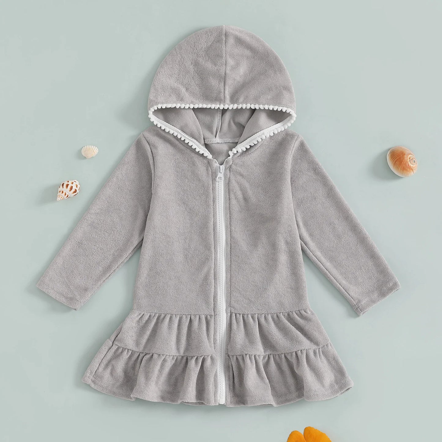 Long Sleeve Hooded Ruffles Dress