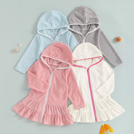 Long Sleeve Hooded Ruffles Dress