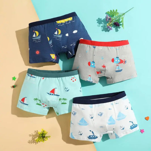 4Pcs/lot Boys Cotton Boxer Briefs
