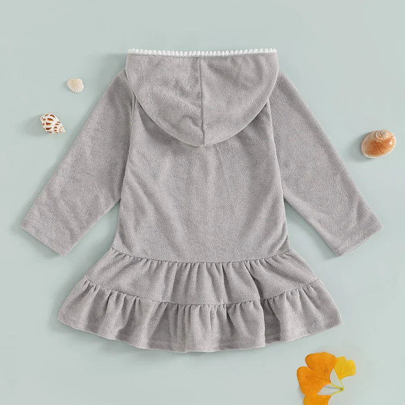 Long Sleeve Hooded Ruffles Dress