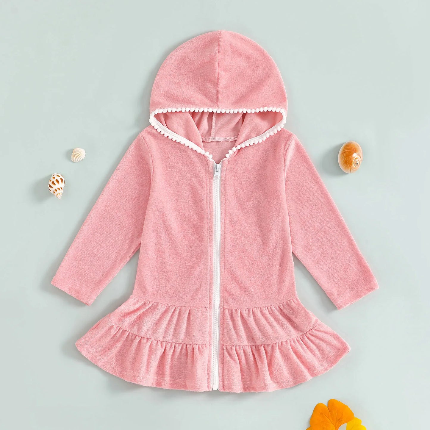 Long Sleeve Hooded Ruffles Dress