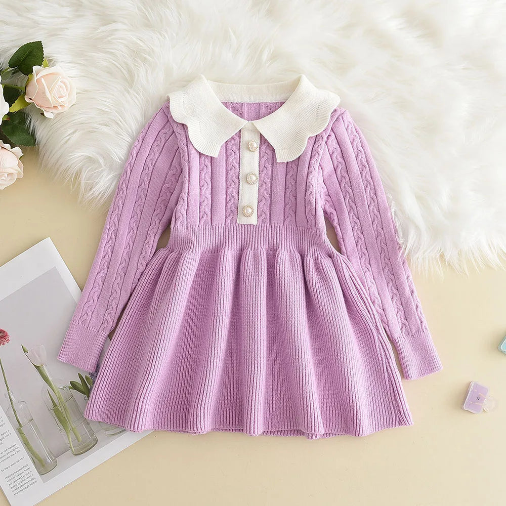 Winter Girls Knitting Wool Dress